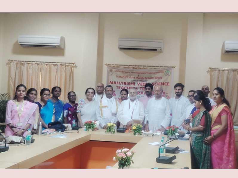 1 month Maharishi Vedic Science Teachers Training Course has completed and valedictory programme was organised at National Office of MVM Schools Group, Bhopal. Brahmachari Girish Ji in his address has inspired newly trained Maharishi Vedic Science Teachers and said that we need hundreds and thousands of such teachers to bring life supporting Vedic knowledge all over India for all fellow Indian citizens and through them for the world family. Course Director Prof. Bhuvnesh Sharma, VC of MMYVV, Course Coordinators Smt. Rita Pandey and Smt. Chandrakala has also blessed the occasion.  