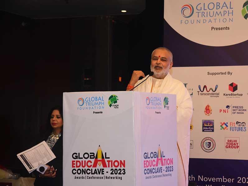 Brahmachari Girish Ji has participated in ''Global Education Conclave 2023'' at New Delhi organised by ''Global Triumph Foundation''. He has addressed a group of Leaders from all over India from the field of Education, Social Service, Aviation, Corporate Sector, Health Sector, Startup entrepreneurs, Politics, Electronic and Print Media. Maharishi Organisation was felicitated and Brahmachari Ji has received honour/award for his ''40 years of global contribution in the field of Education''. 