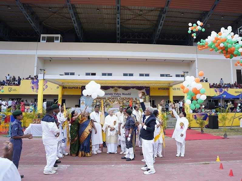 Maharishi Vidya Mandir Kondapur, Hyderabad, celebrated its Silver Jubilee Celebrations on 7th December 2024 at GMC Balayogi Athletic Stadium, Gachibowli, Hyderabad, on a grand scale.
