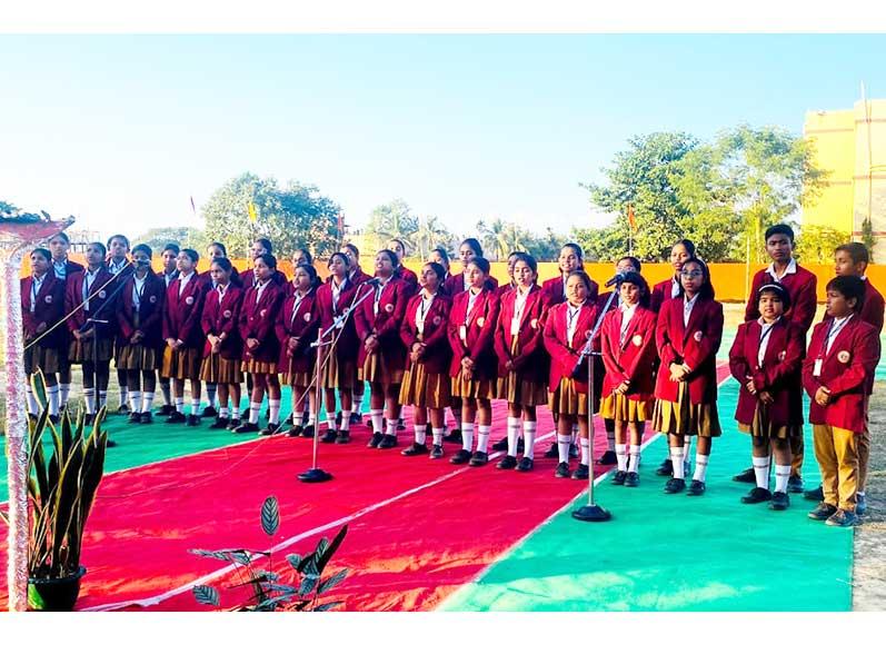 Group Song was sung by students of Maharishi Vidya Mandir Silchar on the Inaugural ceremony of Annual Sports Day.