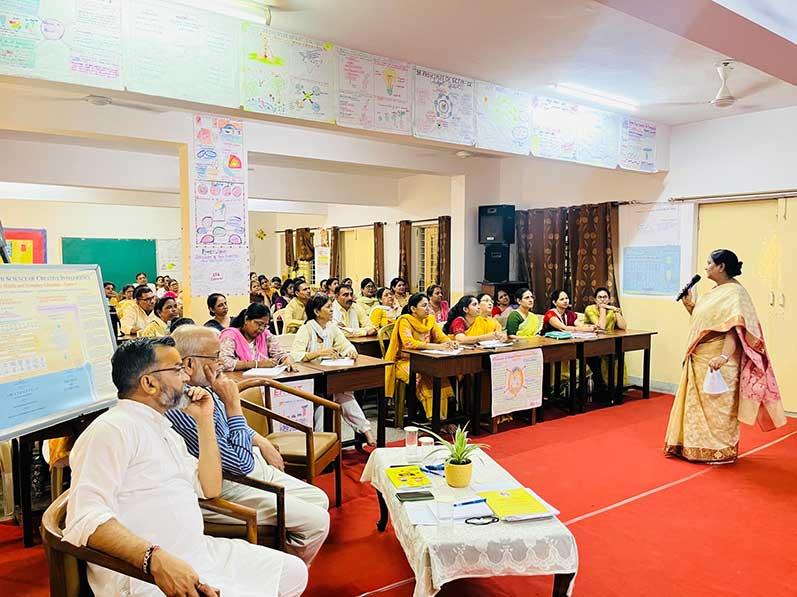Nine days In-house Teachers Training Programme has started at Maharishi Vidya  Mandir School, Sector 36 Noida. There are 85 Teachers from MVM Noida, Maharishi Nagar, Aligarh Main, Aligarh I and Aligarh II. Inauguration was done with Gurupujan and lighting the lamp by Director Education Shri C. D.Sharmaji. Thereafter, Resource Persons started the Maharishi Consciousness Based Education course I with the help and guidance of course Director Dr. Veena Bahuguna and Assistant course Director Mr. Sudhir Jadoun. Brahmachari Girish Ji, Chairman of Maharishi Group of Educational Institutions has addressed the group via video conferencing, inspiring teachers to focus on overall development and holistic education of students and the society.