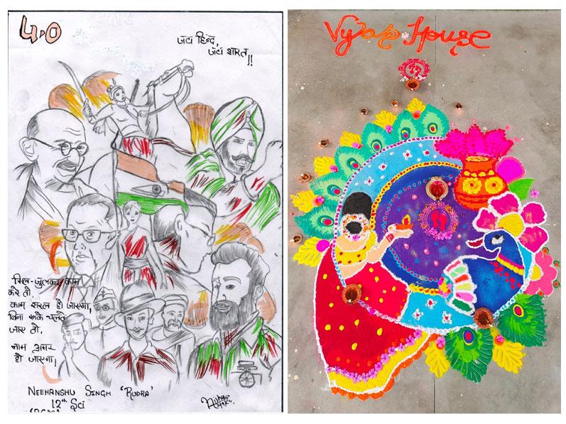 Nihanshu Bisht, Class -XII, MVM Almora - I & Rangoli Making competition in MVM Bareilly.