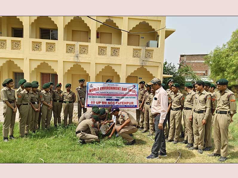 MVM Fatehpur: On the occassion of World Environment Day, NCC Cadets of Maharishi Vidya Mandir Fatehpur organized an awareness workshop and participated on a plantation drive.