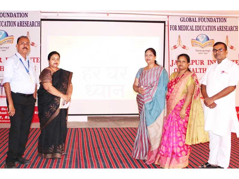 Transcendental Meditation (TM) motivation program conducted successfully at Jabalpur Institute of Health and science by Mrs. Mamta Bhattcharjee and TM teacher Mr. Rakesh Pandey to the Principal, Director, faculty members and medical students of the Medical Institute. More than 200 members participated and TM initiation is in continuation where 60 members have already been initiated in the first batch.
