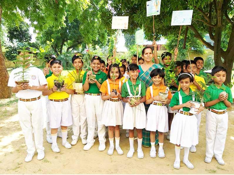 MVM Naini, ADA colony: Haryali teej was celebrated at Maharishi Vidya Mandir Naini, ADA colony. Plantation of saplings was done by both students and teachers on this occasion.