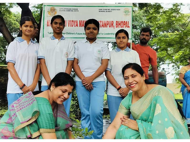 MVM Ratanpur Bhopal: Haryali Teej was celebrated at Maharishi Vidya Mandir Ratanpur with full involvement along with plantation of 70 saplings.
